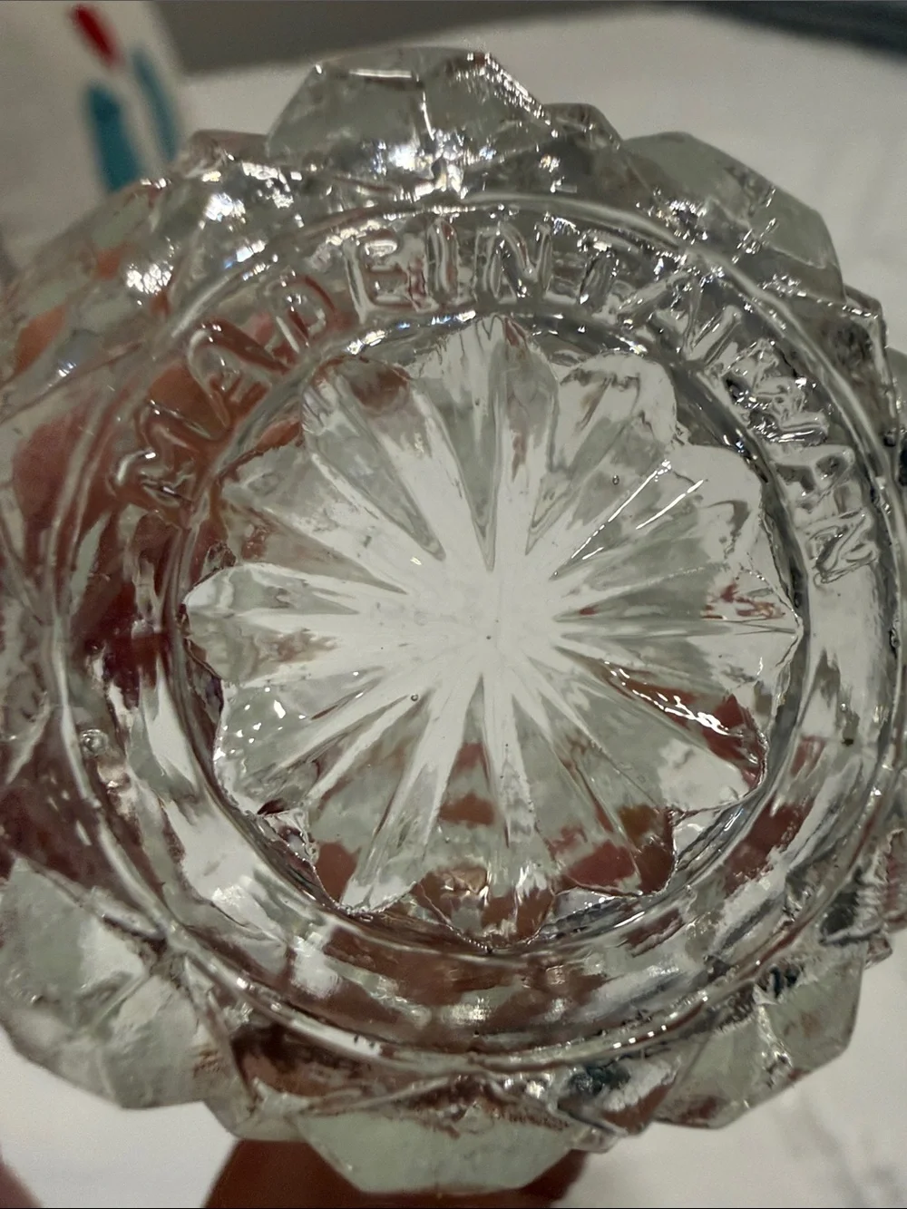Vintage Pair Clear Pressed Glass Candle Holders Made in Tawain